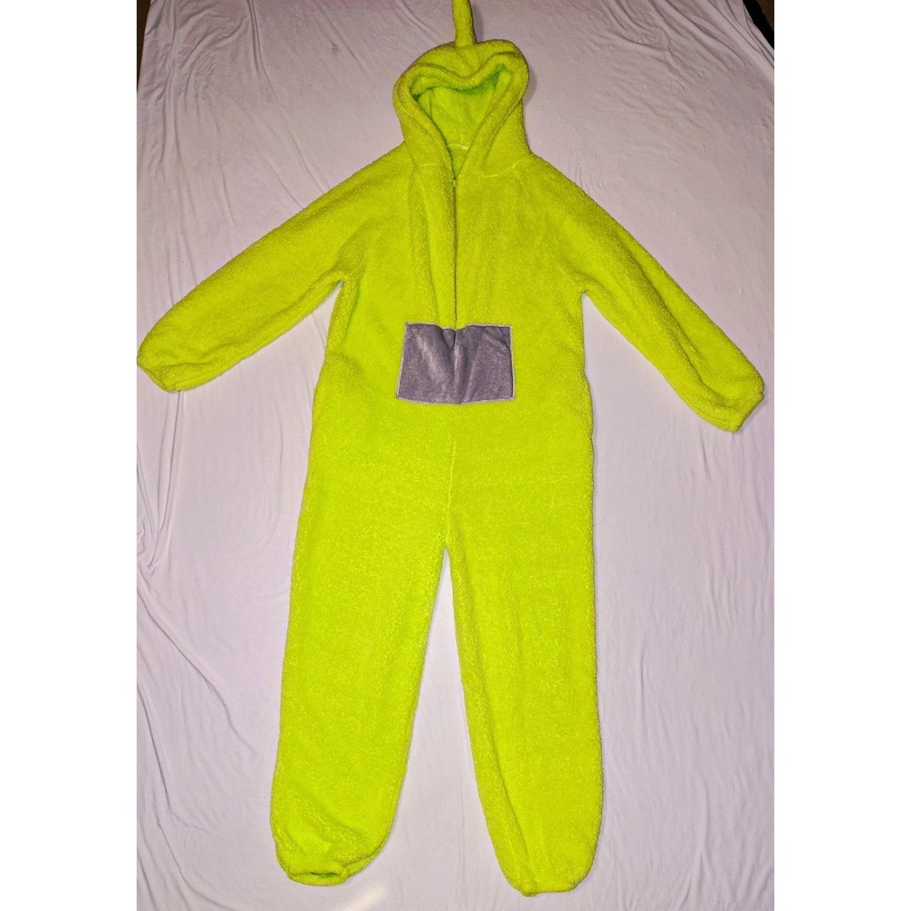 Teletubbies Dipsy Green Fleece Hooded Zip One-Piece Pajama XL - Picture 1 of 7